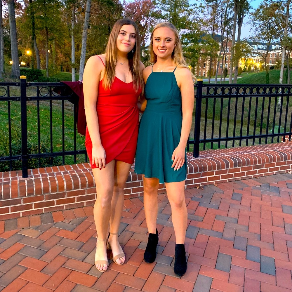 Lulu’s Emerald Green Backless Dress